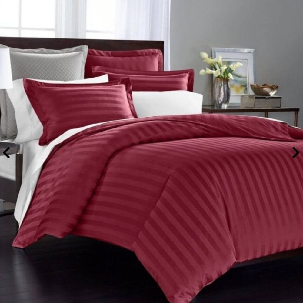 Charter Club Luxury Pima Cotton Red Duvet Covers Matching Queen Set of 2